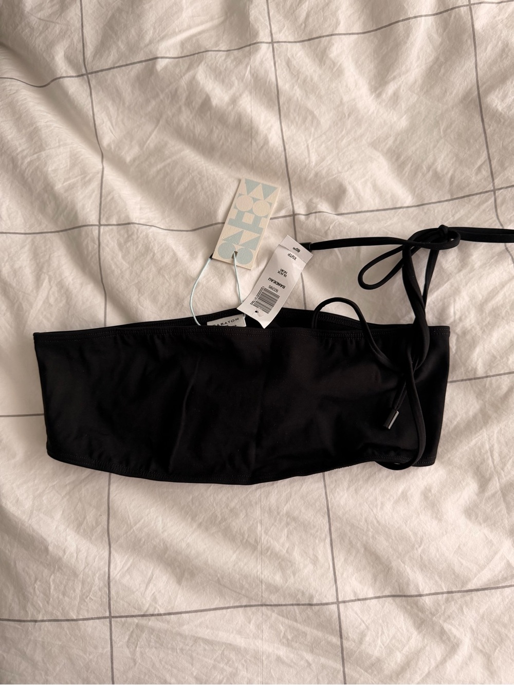 Aritzia Babaton Women’s Black Bandeau Swim Top - Minimal Tie Design